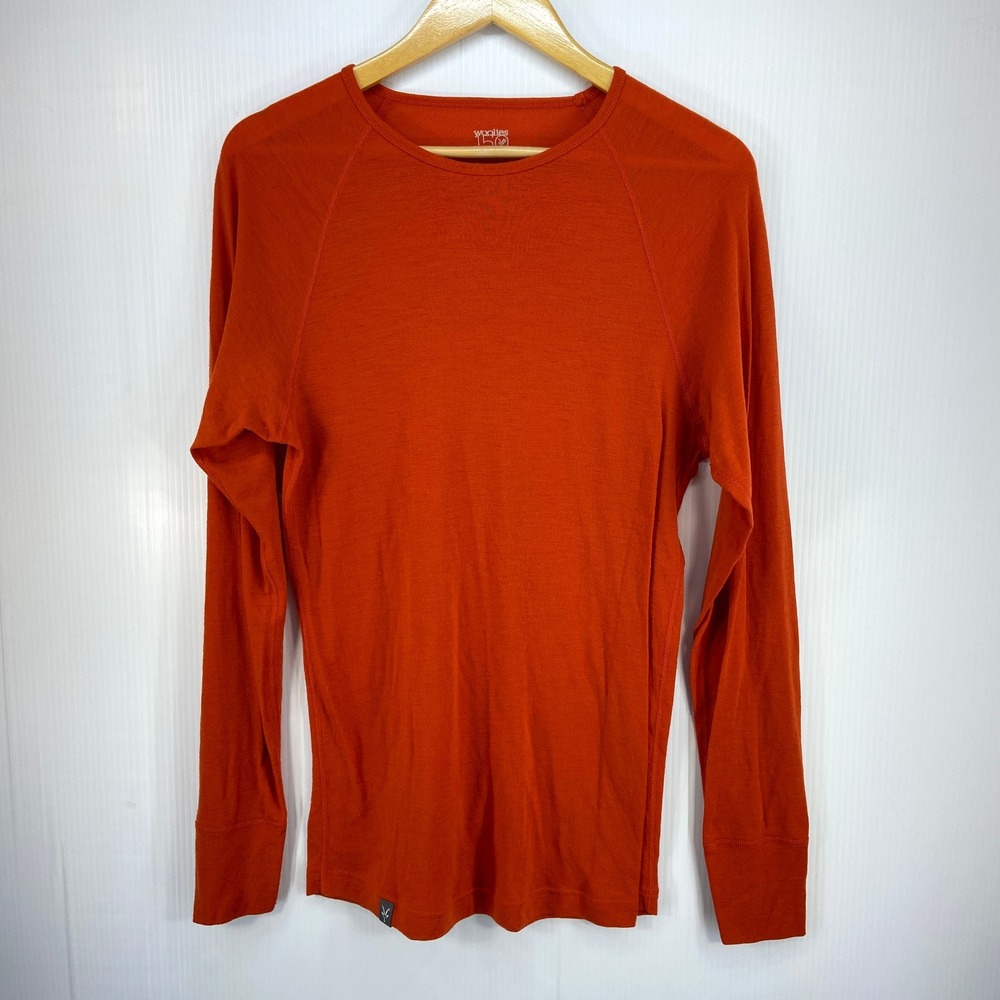 Ibex Woolies 150 Orange Merino Wool Crew Neck Long Sleeve Tee Shirt Mens XL‎